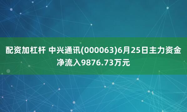 配资加杠杆 中兴通讯(000063)6月25日主力资金净流入9876.73万元