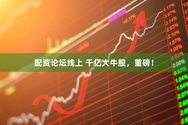 配资论坛线上 千亿大牛股，重磅！